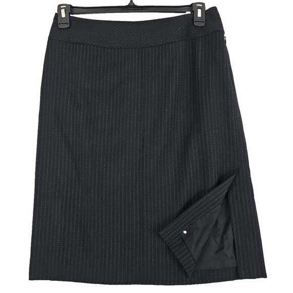 Ann Taylor LOFT~Woman Size 10~Black Striped Pencil Skirt Fully Lined Wool Blend. - Picture 5 of 12